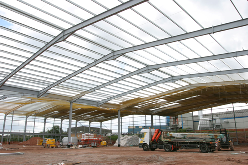 ‘Hit and miss’ multi-bay building during construction
