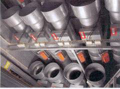 Typical arrangement of ducting in a vertical riser