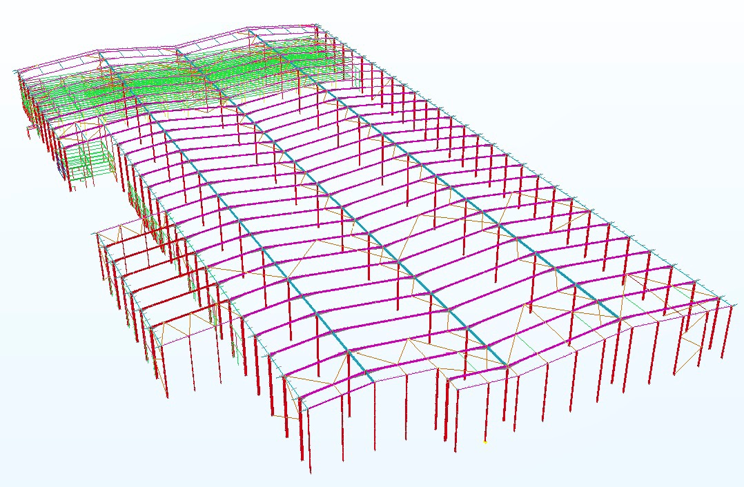 Model showing the steel frame