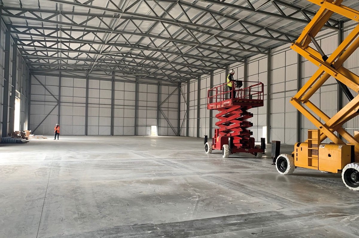 Large, column-free spaces were a key design requirement, and one of the main reasons for choosing a steel-framed solution
