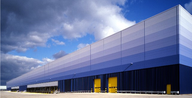 Metal clad single storey industrial building