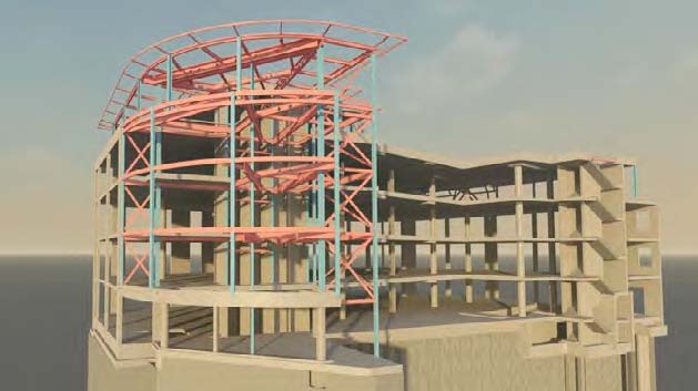 Model showing the intricate steelwork