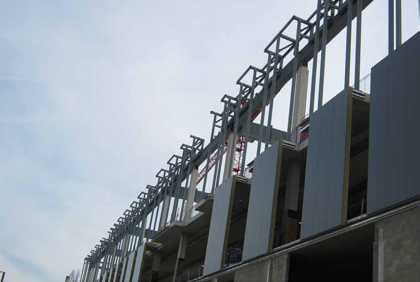Steelwork supports the distinctive cladding system