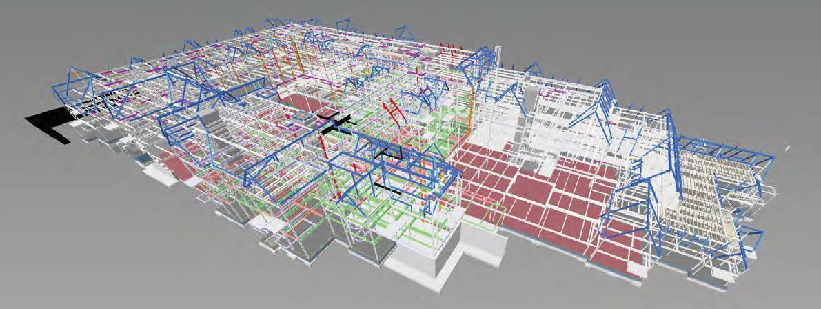 Model showing the complex steel frame