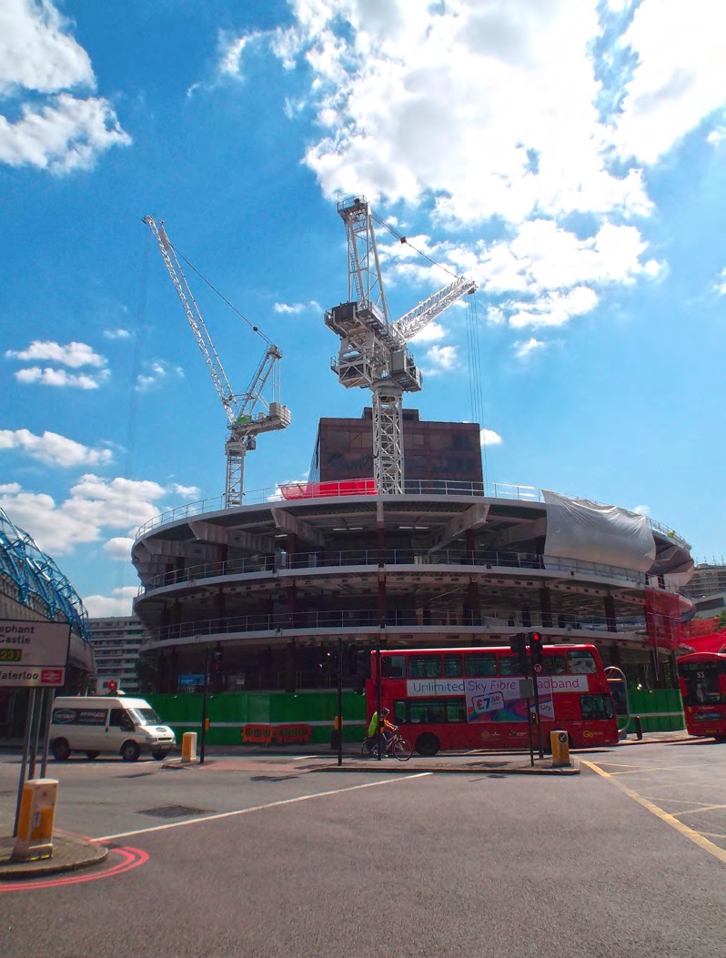 Deep trusses on the third floor support the residential tower
