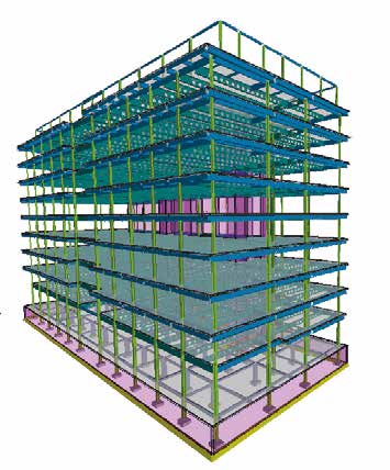CGI of the steel design model showing the extensive use of cellular beams