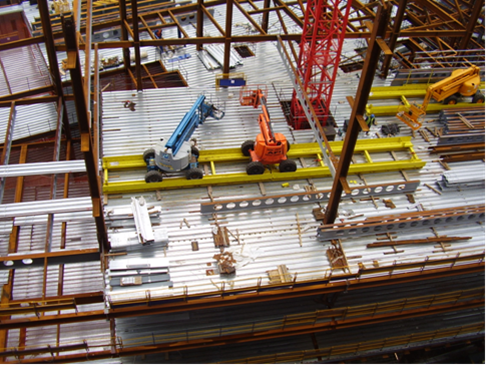 Use of mobile platforms for installation of steelwork