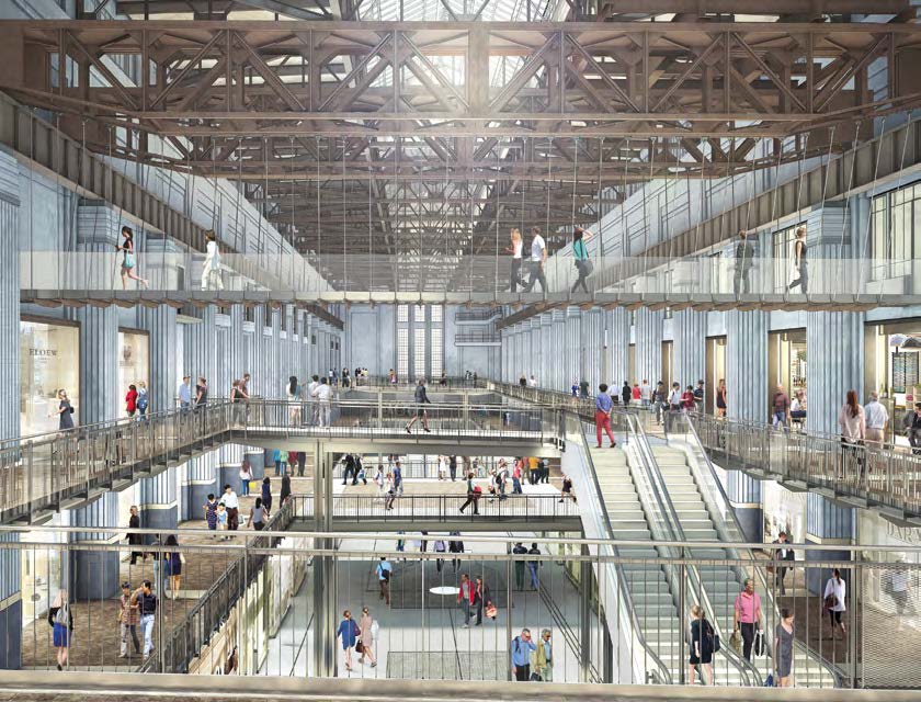 Exposed steel trusses will form the feature element of the retail zone