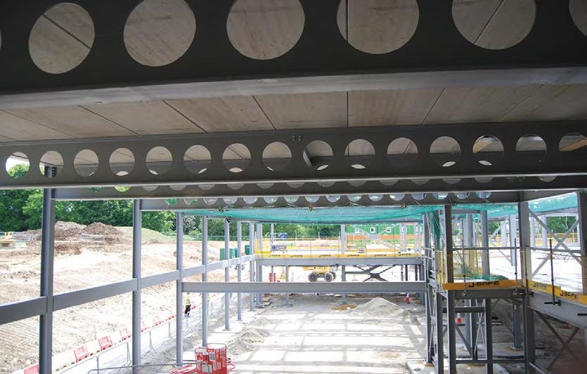 The soffits and cellular beams will be left exposed in the finished scheme