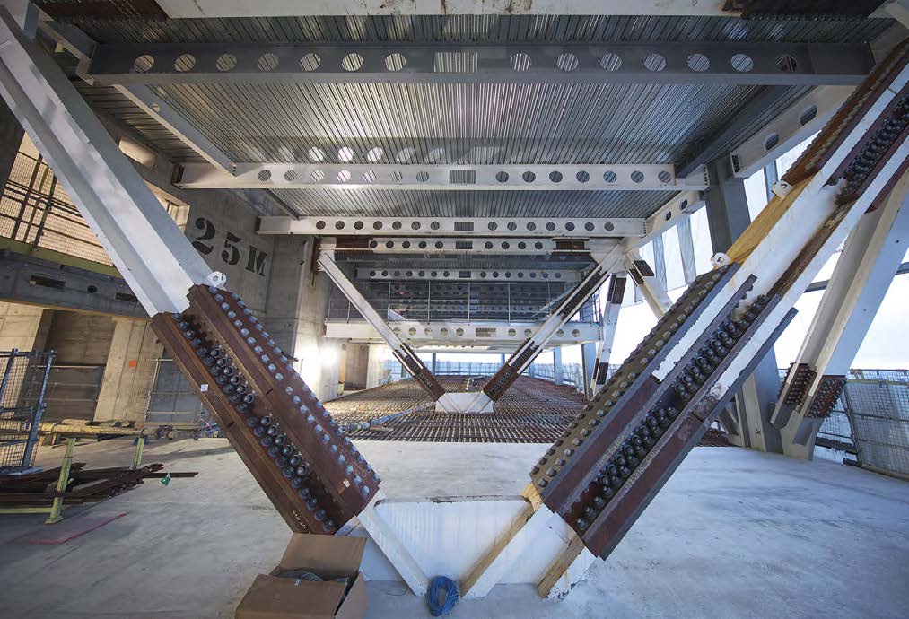 Outrigger systems have been installed on two levels