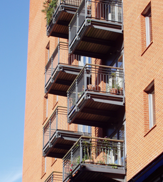 (a) Balconies supported from the structure