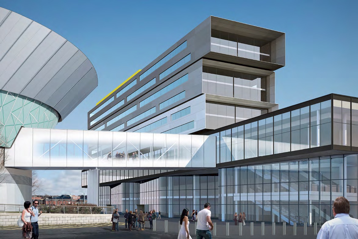 The footbridge will link the exhibition centre and its attached hotel with the existing arena