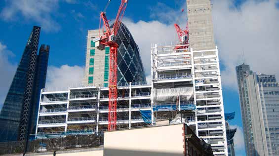 Creechurch Place rises up in front of three City landmarks