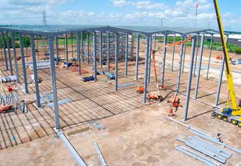 Coordination between steel deliveries and the erection has been key