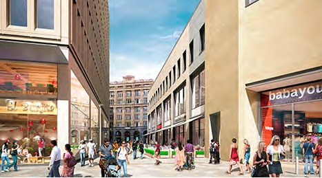 One and two-storey shops will line the malls