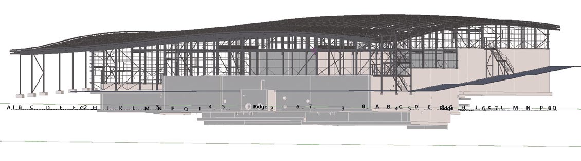 Much of the steelwork is founded on a concrete substructure