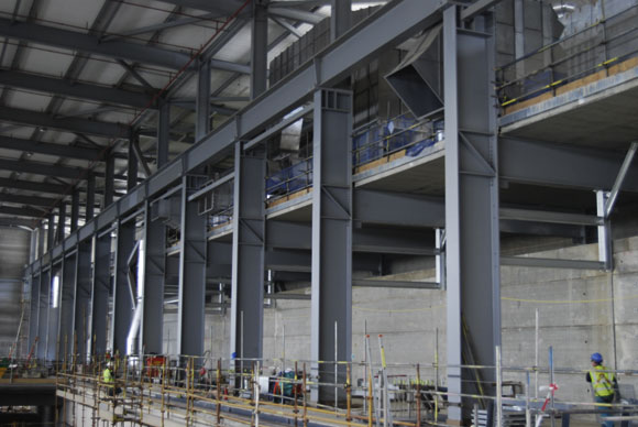 Bespoke plate girders form the large process building