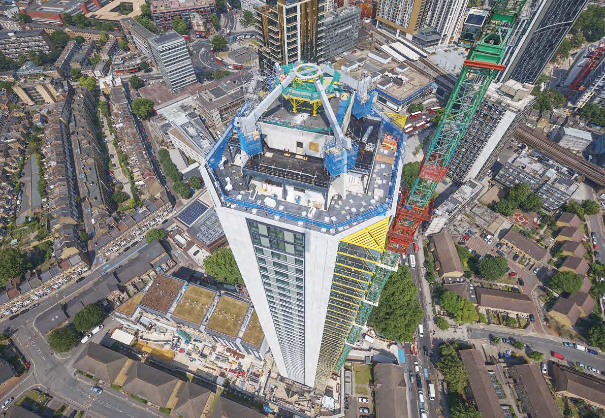 The steel crown tops one of south London’s tallest towers
