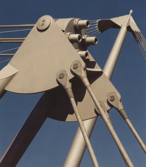 Detail scale – Expressed use of steel nodes and ties to support the roof structure at Manchester’s Etihad Stadium (Image courtesy of Arup Associates)