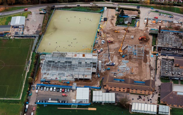 Goffs School, near Cheshunt Architect: Rock Townsend Structural Engineer: Arup Steelwork Contractor: Leach Structural steelwork Main Contractor: Interserve Kajima JV Main Client:Education Funding Agency