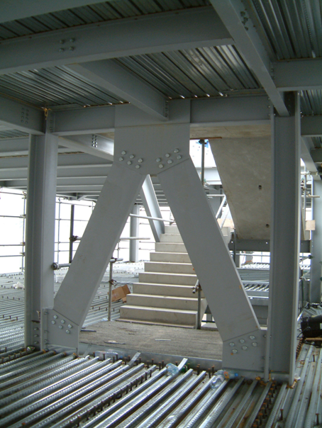 Detail used for vertical bracing in a high-rise building