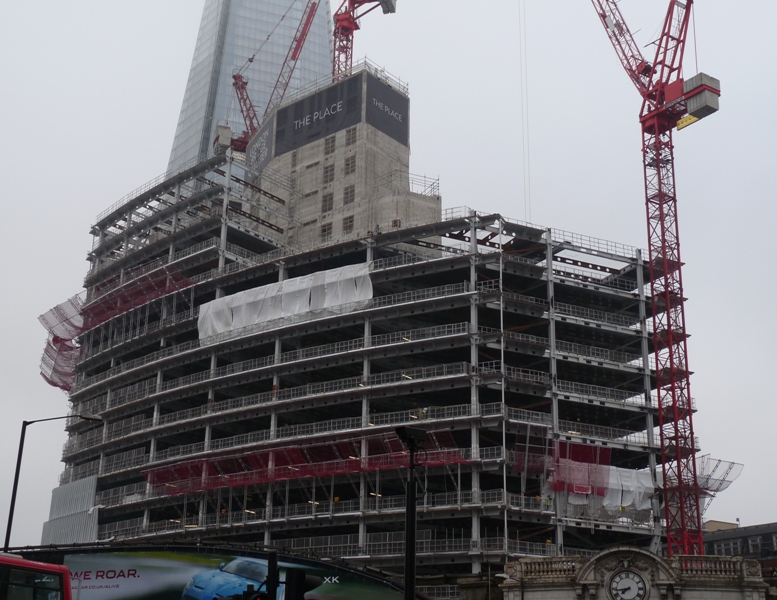 Steel solution: In many areas steelwork is hung from concrete cores