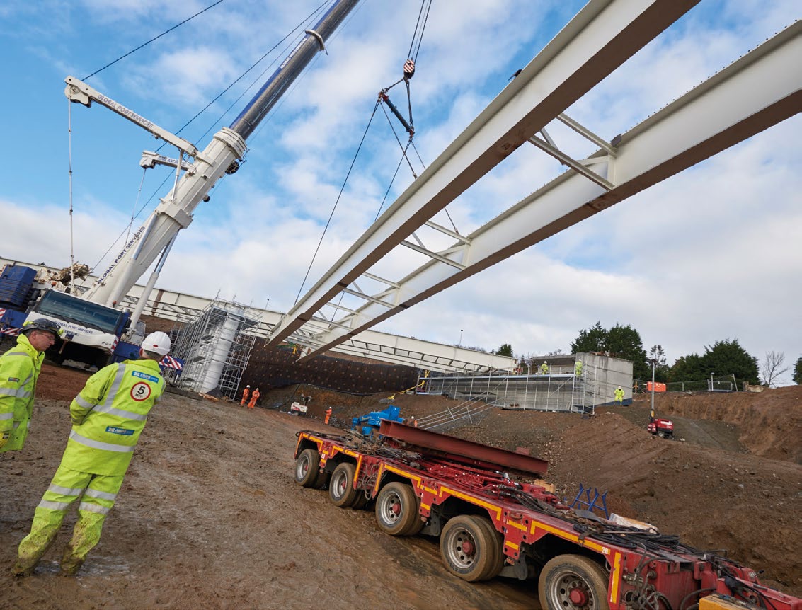 Girders are lifted in for the A93 North Deeside Overbridge