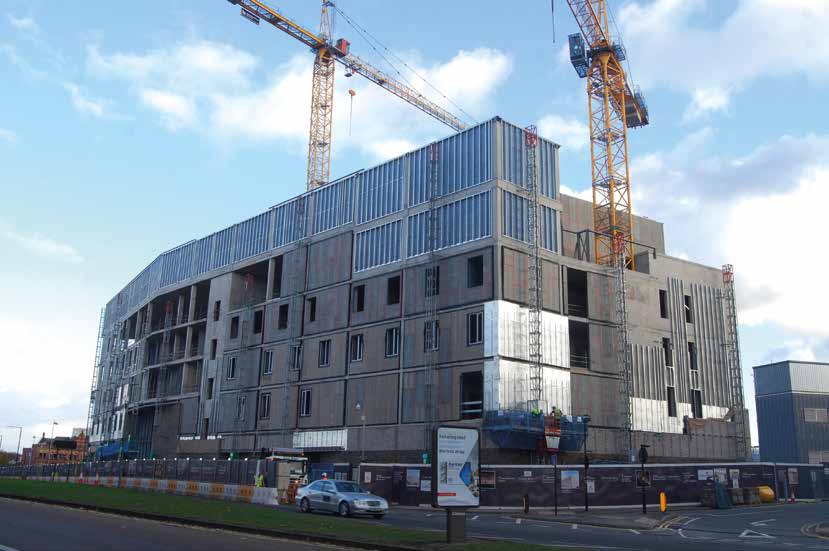 The frame is up and the cladding nears completion