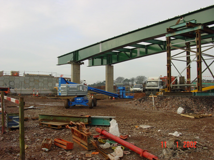 Narrow ladder deck torsional bracing M6 Toll Bridge 450