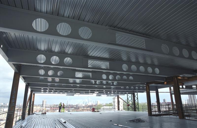 Composite beam with stiffened web openings&lt;br&gt;&#39;&#39;(Image courtesy of FABSEC Ltd.)&#39;&#39;