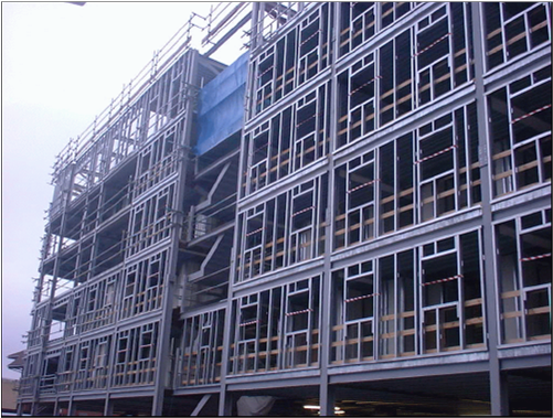 Light steel infill walls in a steel framed residential building, Southampton