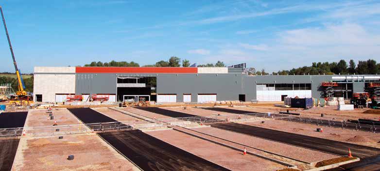 Shops are accommodated in three long steel-framed structures