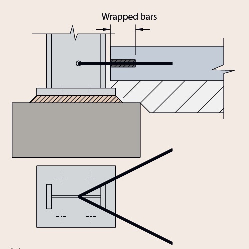 Horizontal tie cast into floor slab