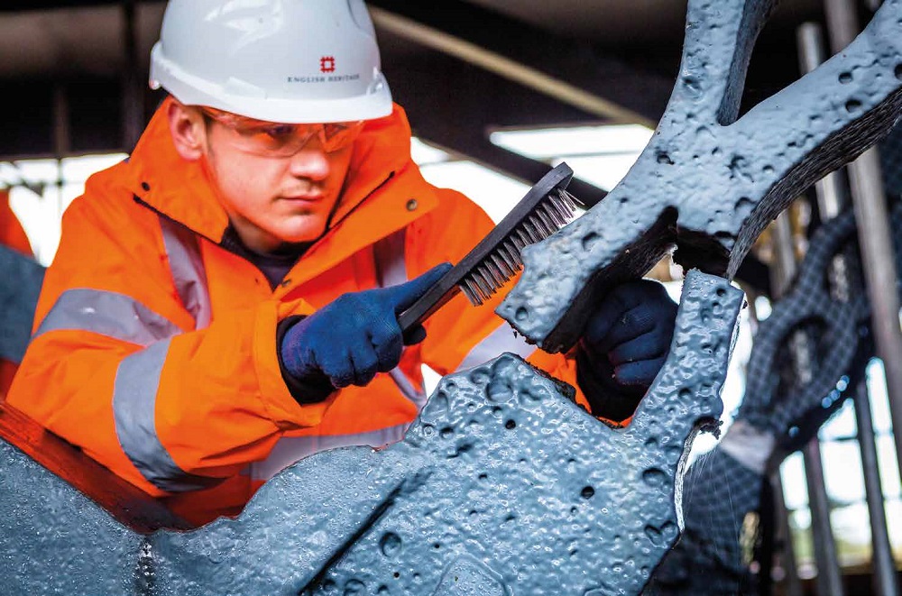 Numerous cracks in the ironwork are being repaired