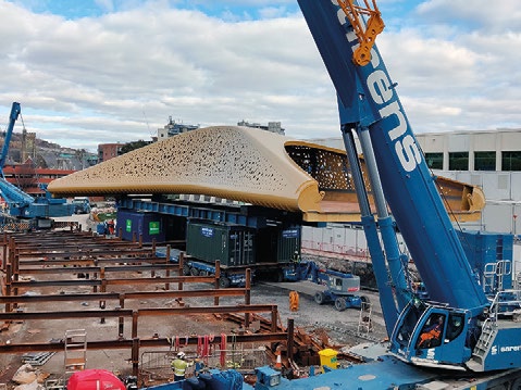During one overnight lifting operation, the bridge was manoeuvred into place using SPMTs.