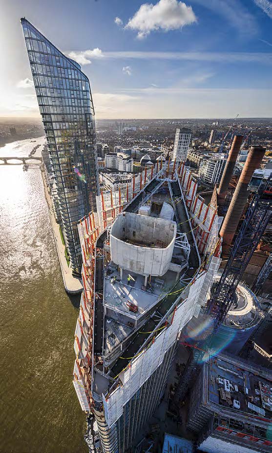 The East Tower has a similar steel roof design to its previously completed neighbour; the West Tower