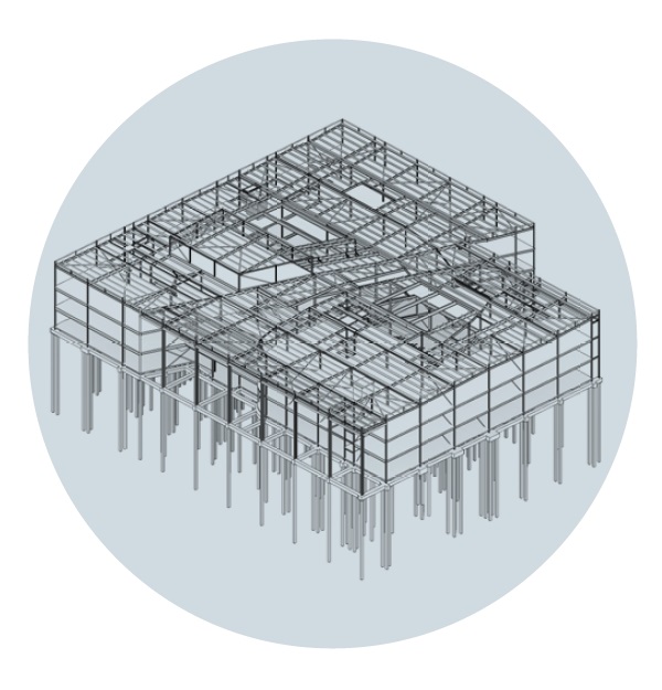 Steel model showing the school and its dividing street