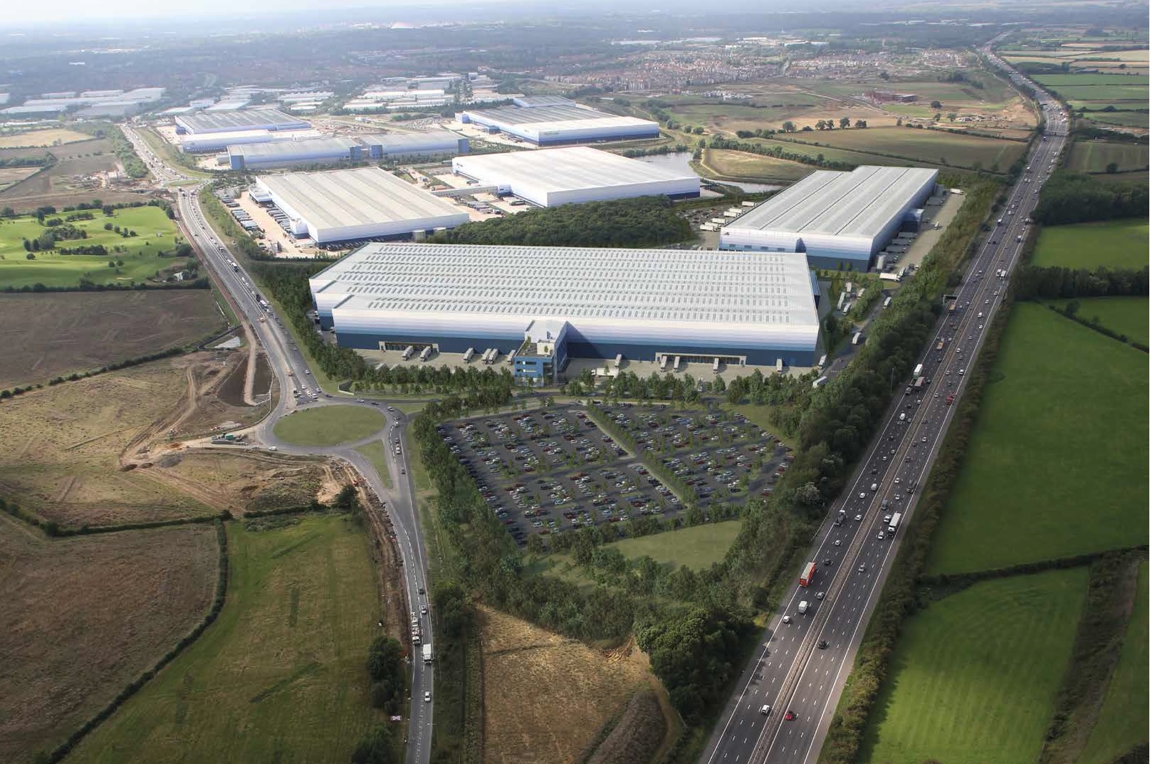 Illustration showing the entire Magna Park site with Plot 520 in the foreground and Plot 510 top left