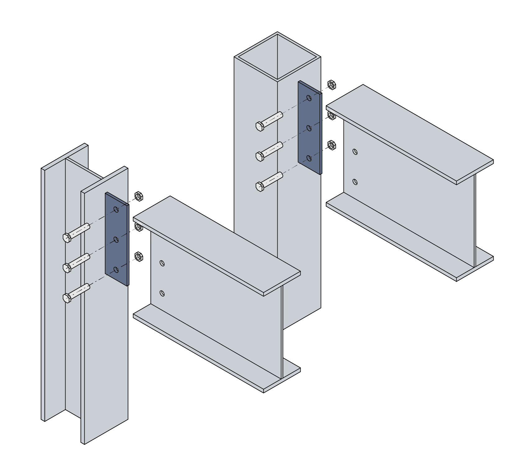 Connections to UC and SHS columns using fin plates