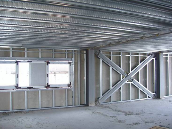 Light steel infill walling in a residential building