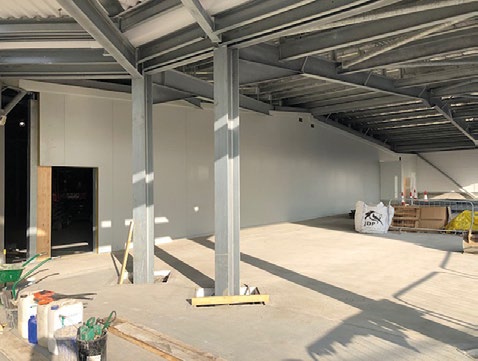 Due to the shape of the structure, column spacings vary accordingly