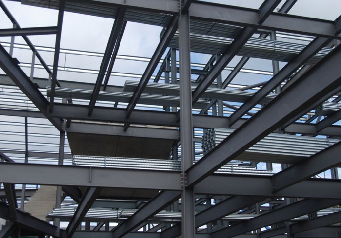 A number of varying floor levels have resulted in a complex steel design