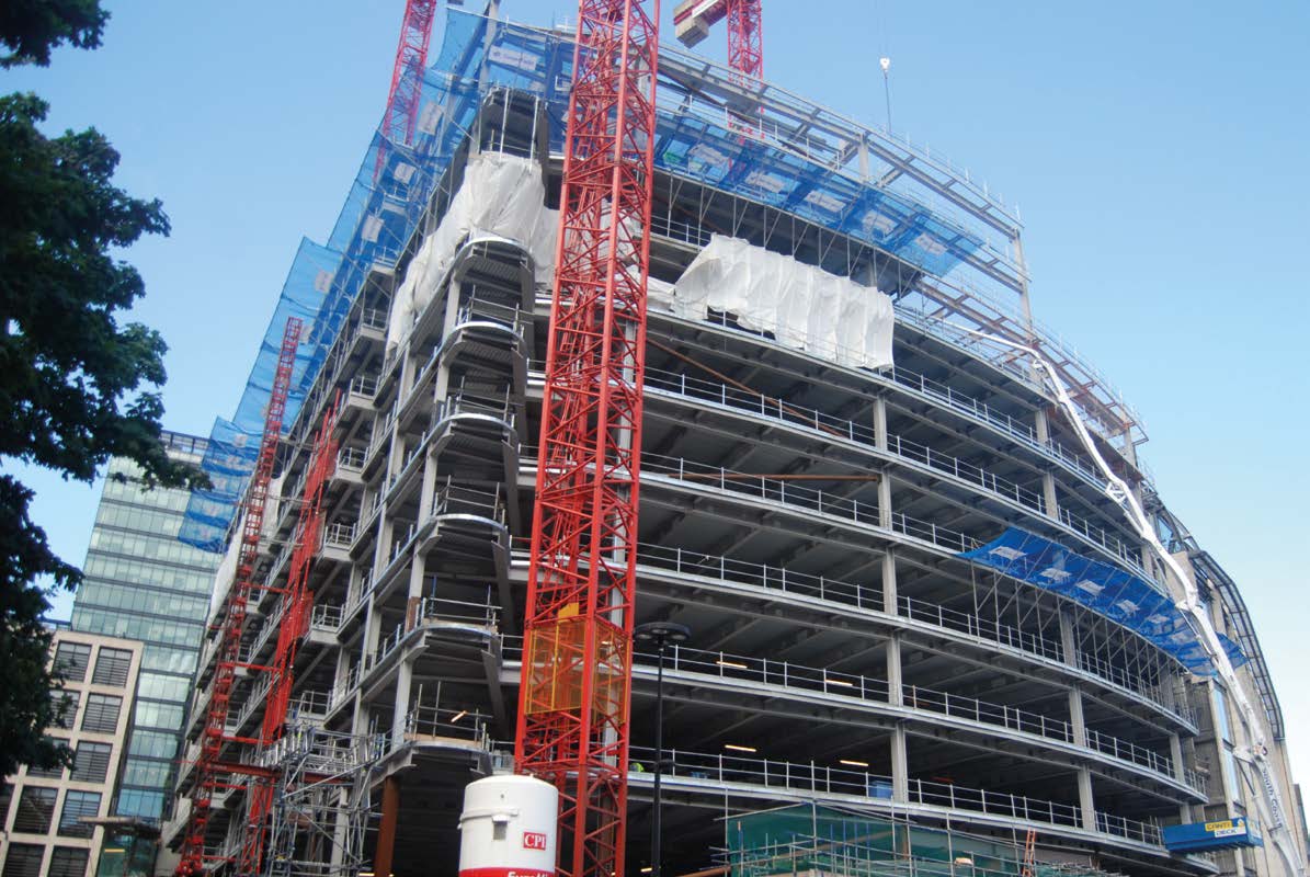 The corner cantilever is hung from the rooftop