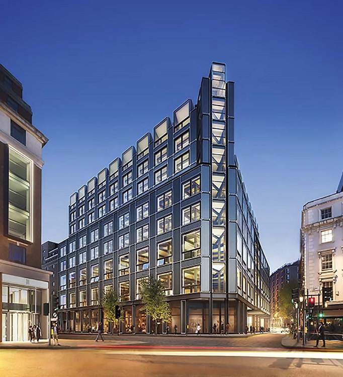 The completed building’s New Oxford Street façade
