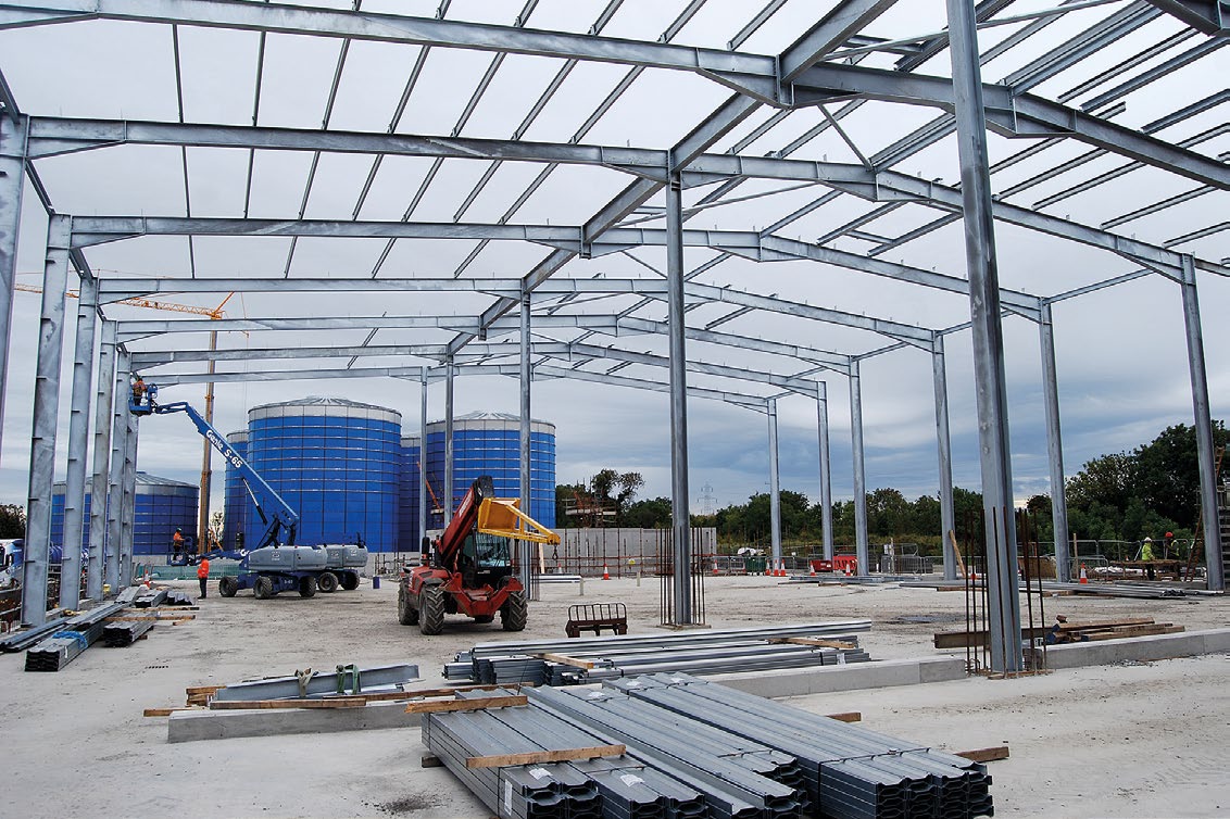 The structure is a propped portal frame