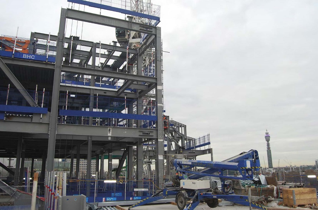 The project’s upper floors nearing completion