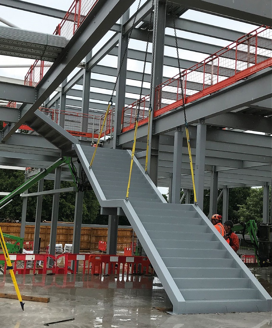 Stairs leading to the upper floor. A two-storey part of the project covers approximately 50% of the footprint