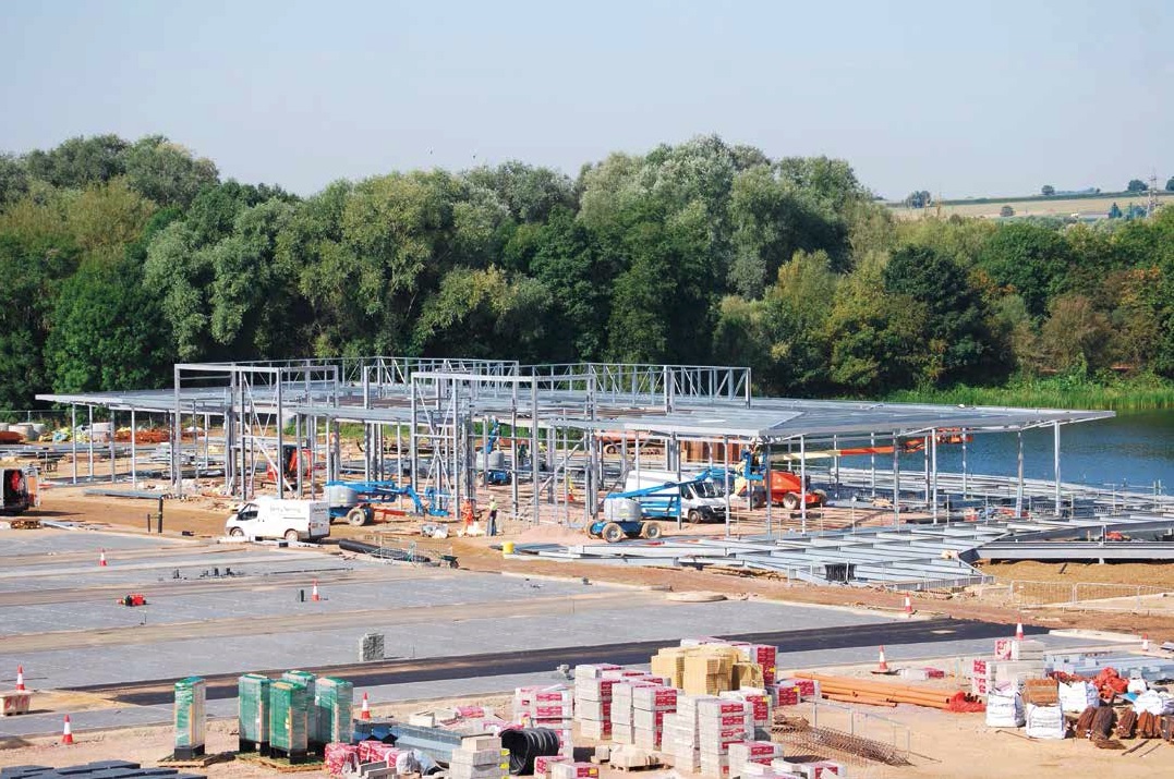 One of the lakeside restaurants under construction