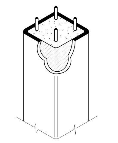 Schematic of a reinforced, concrete filled hollow section