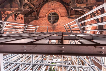 The upper level of the pod is an open terrace